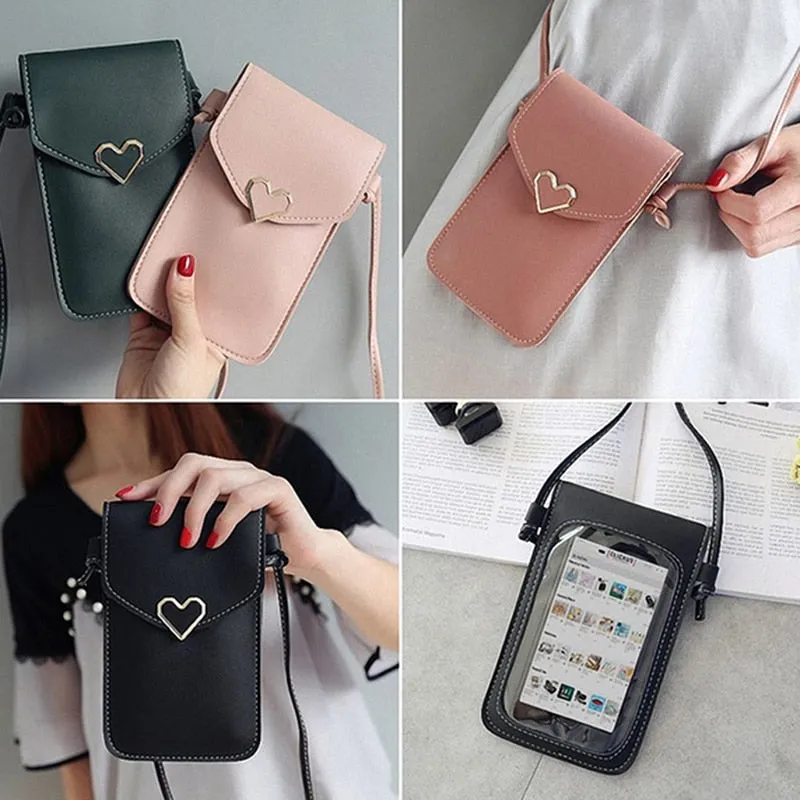 Cyflymder Phone Wallets Transparent Touch Screen Mobile Phone Bag Pouch Women Phone Purse Messenger Bags Small Flap Bag Mini Shoulder Bag