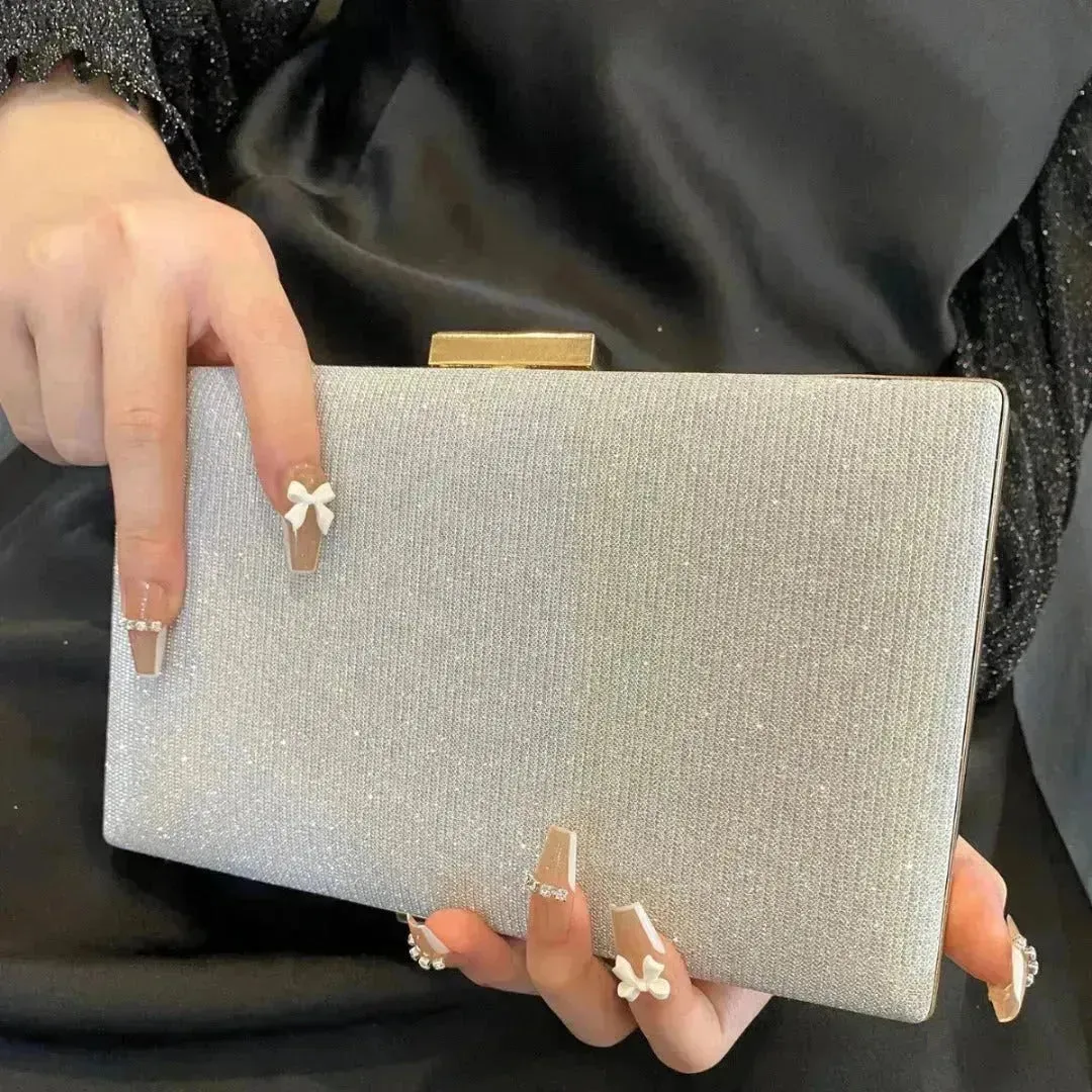 Diamond button-filled square clutch bag Diagonal wedding birthday