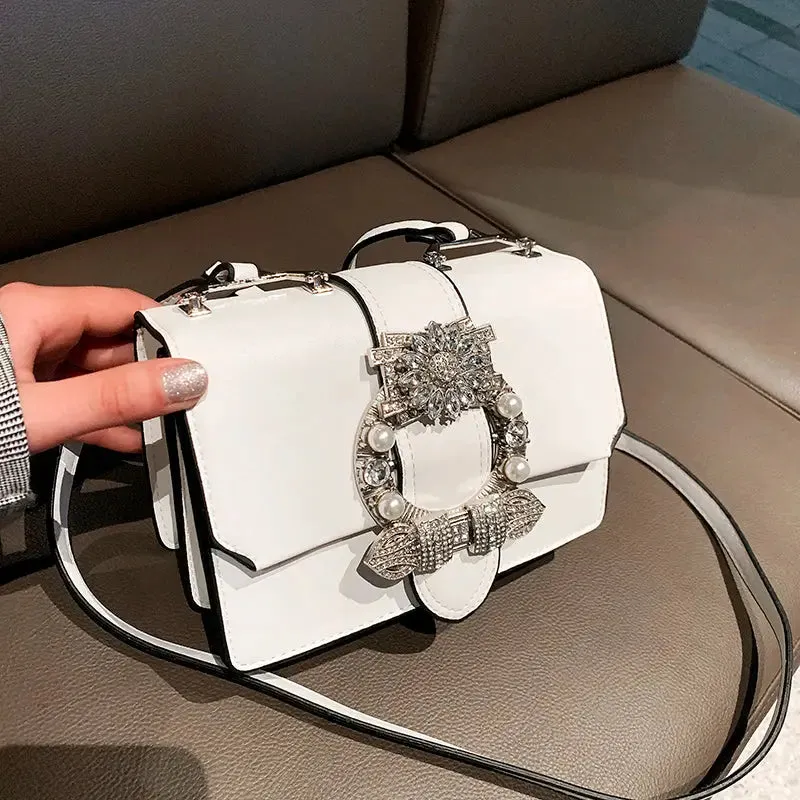 Diamond Lock Shoulder Bags - Leather Handbags