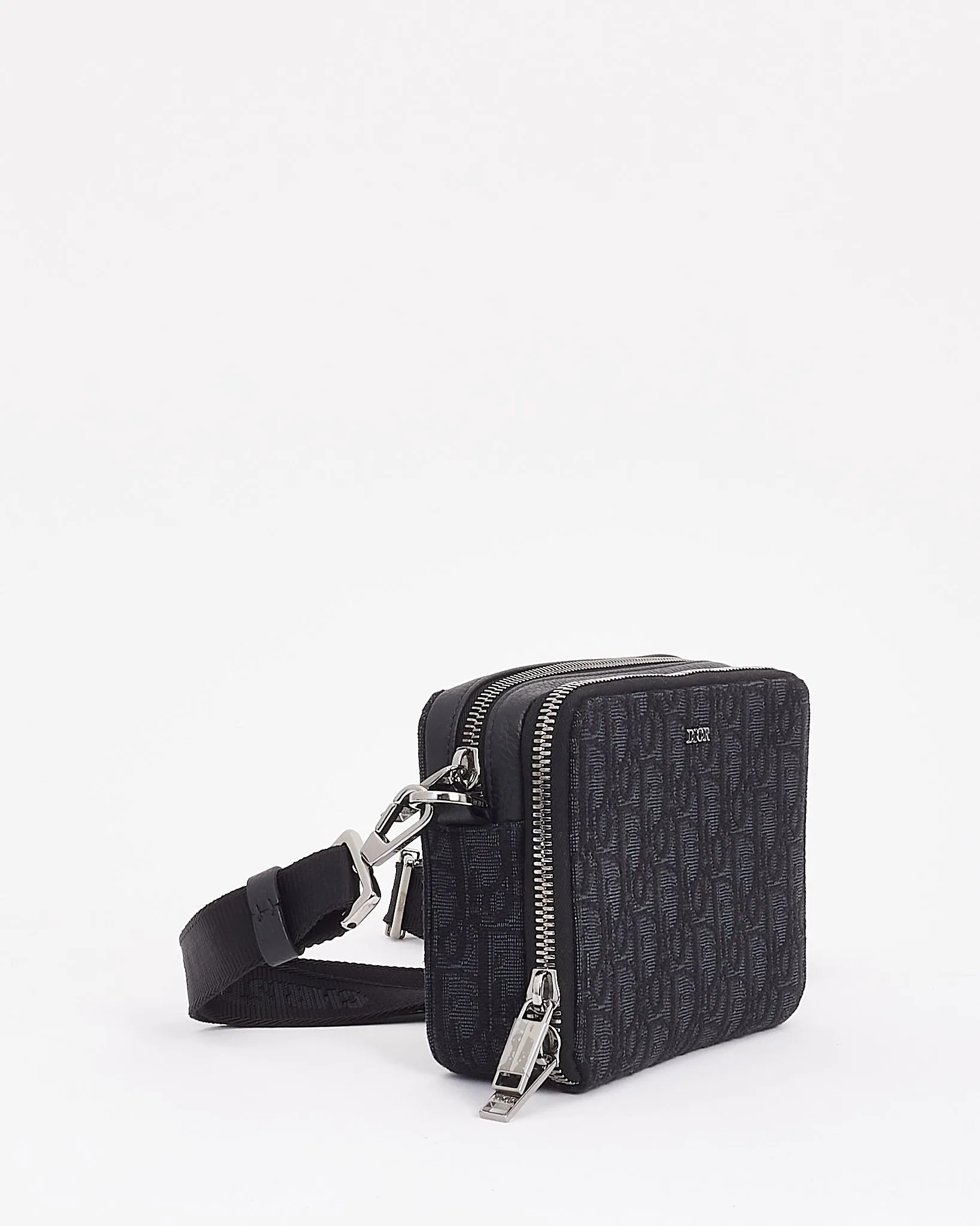 Dior Black Canvas Oblique Jacquard Pouch with Strap