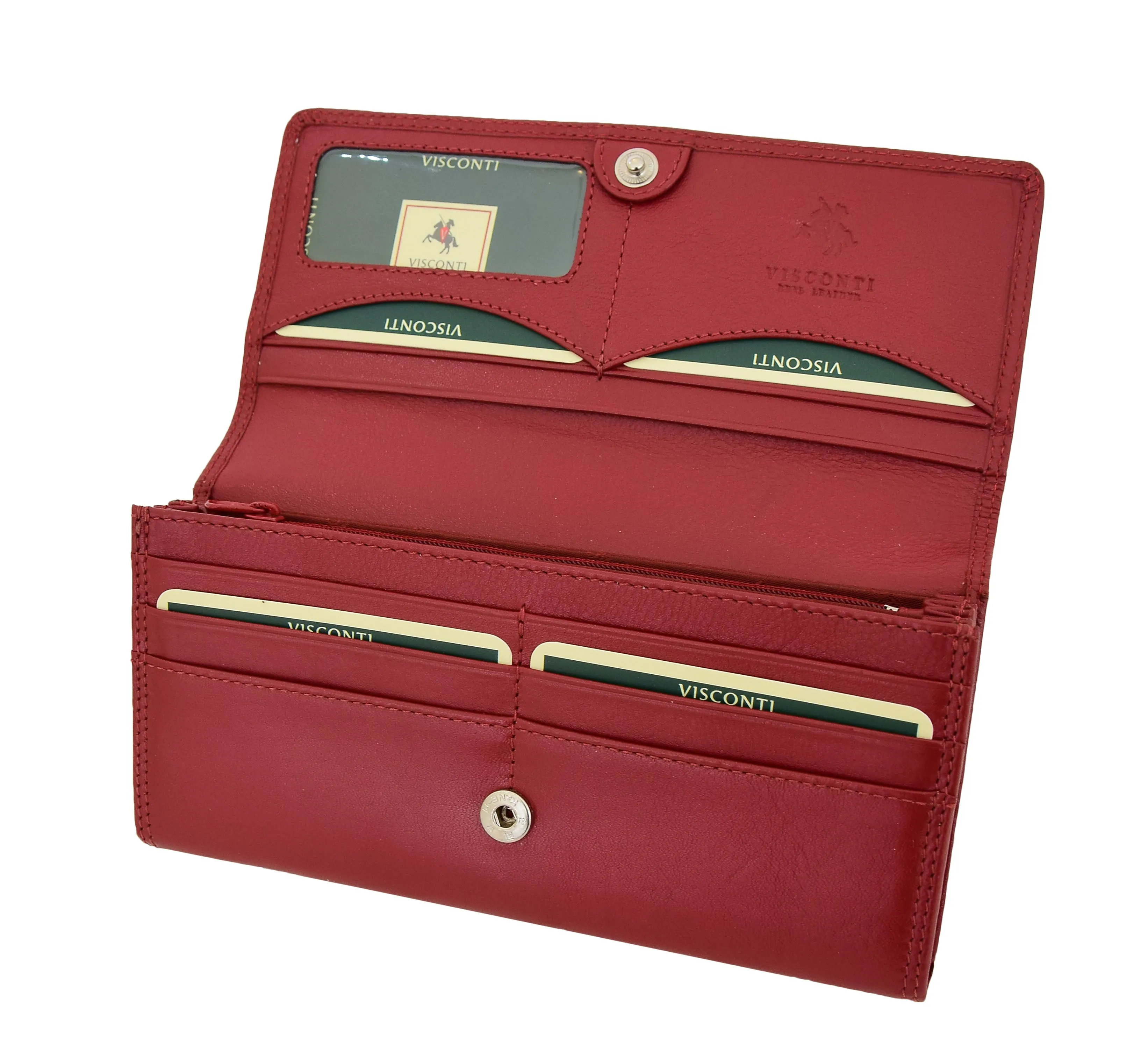 DR428 Women's Envelope Style Leather Purse Red
