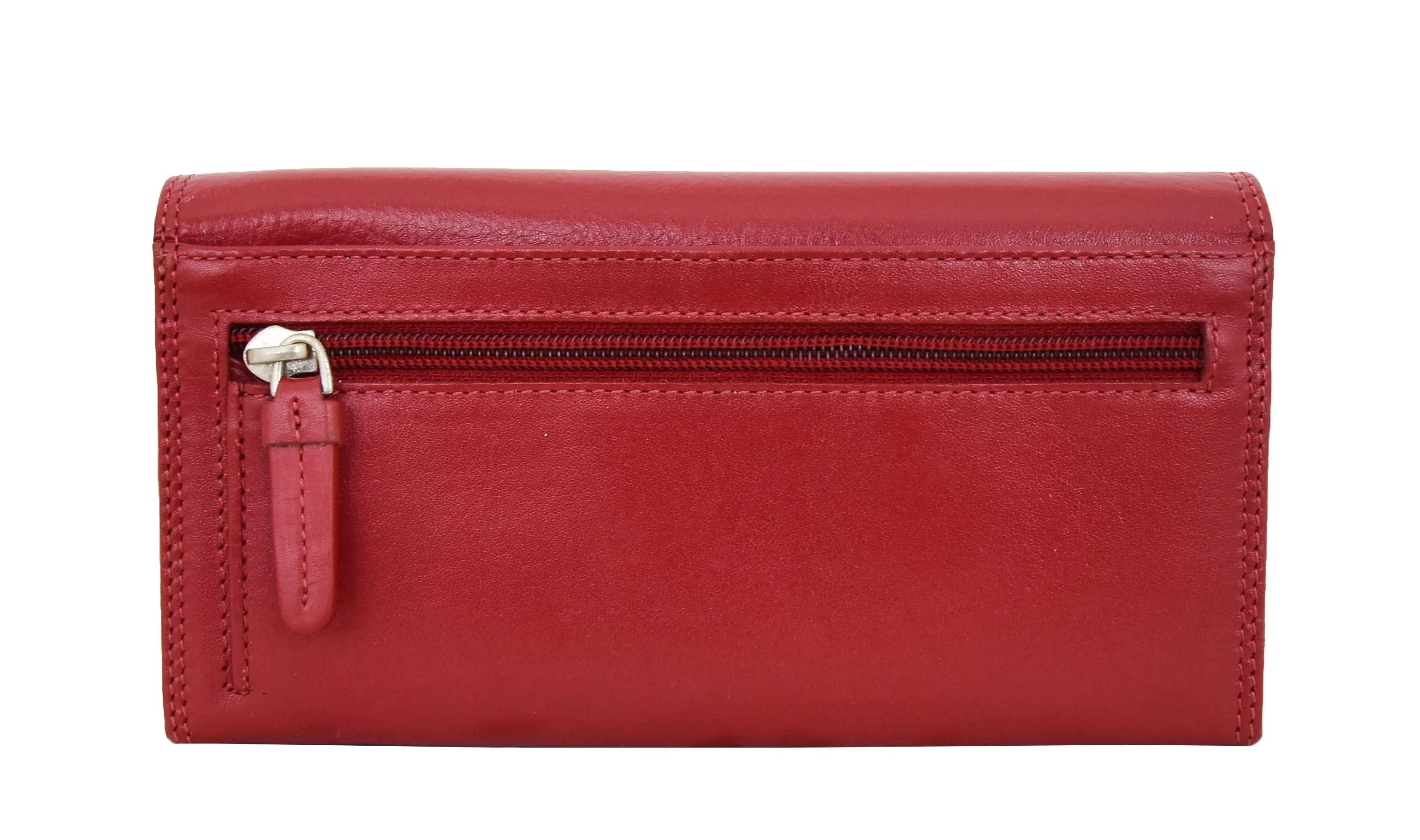 DR428 Women's Envelope Style Leather Purse Red