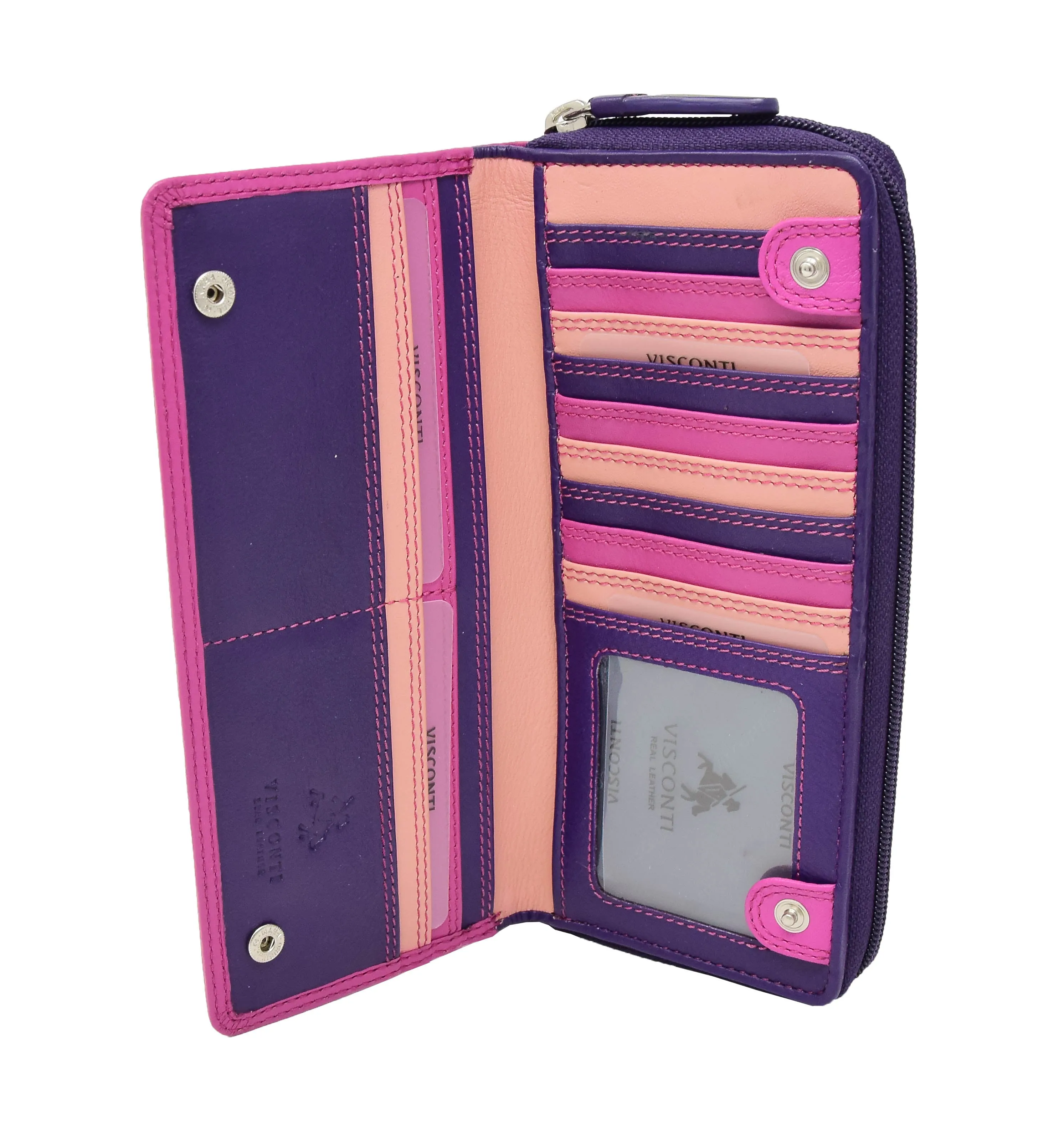 DR435 Women's Multi Colour Large Leather Purse Berry
