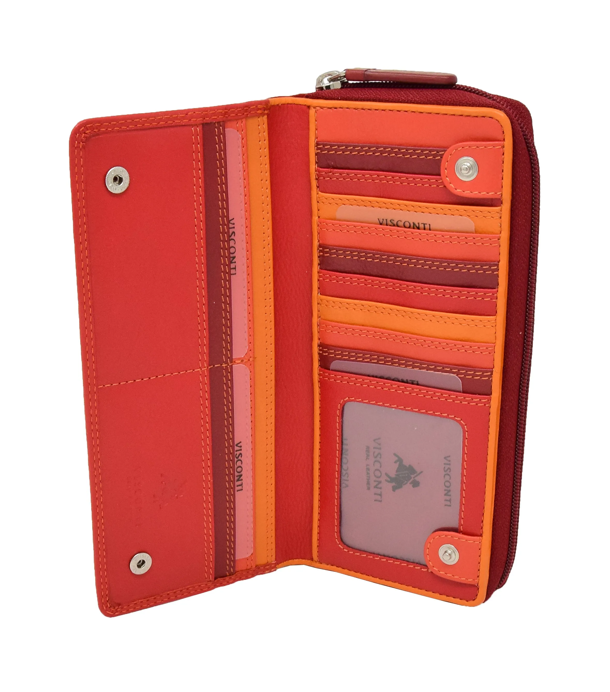 DR435 Women's Multi Colour Large Leather Purse Red