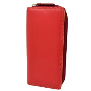 DR435 Women's Multi Colour Large Leather Purse Red