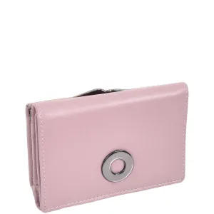 DR687 Women's Soft Leather Trifold Metal Frame Purse Lilac