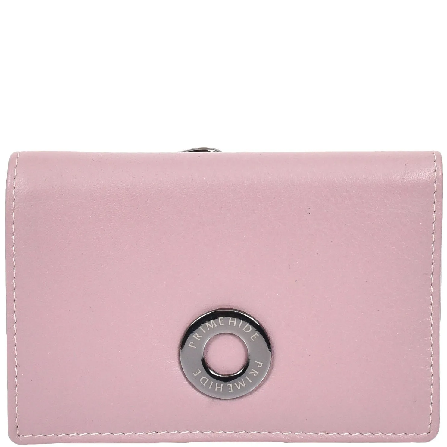 DR687 Women's Soft Leather Trifold Metal Frame Purse Lilac