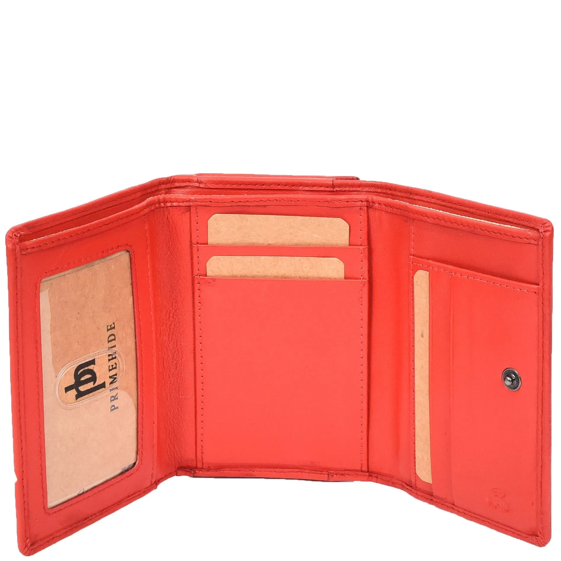 DR687 Women's Soft Leather Trifold Metal Frame Purse Red