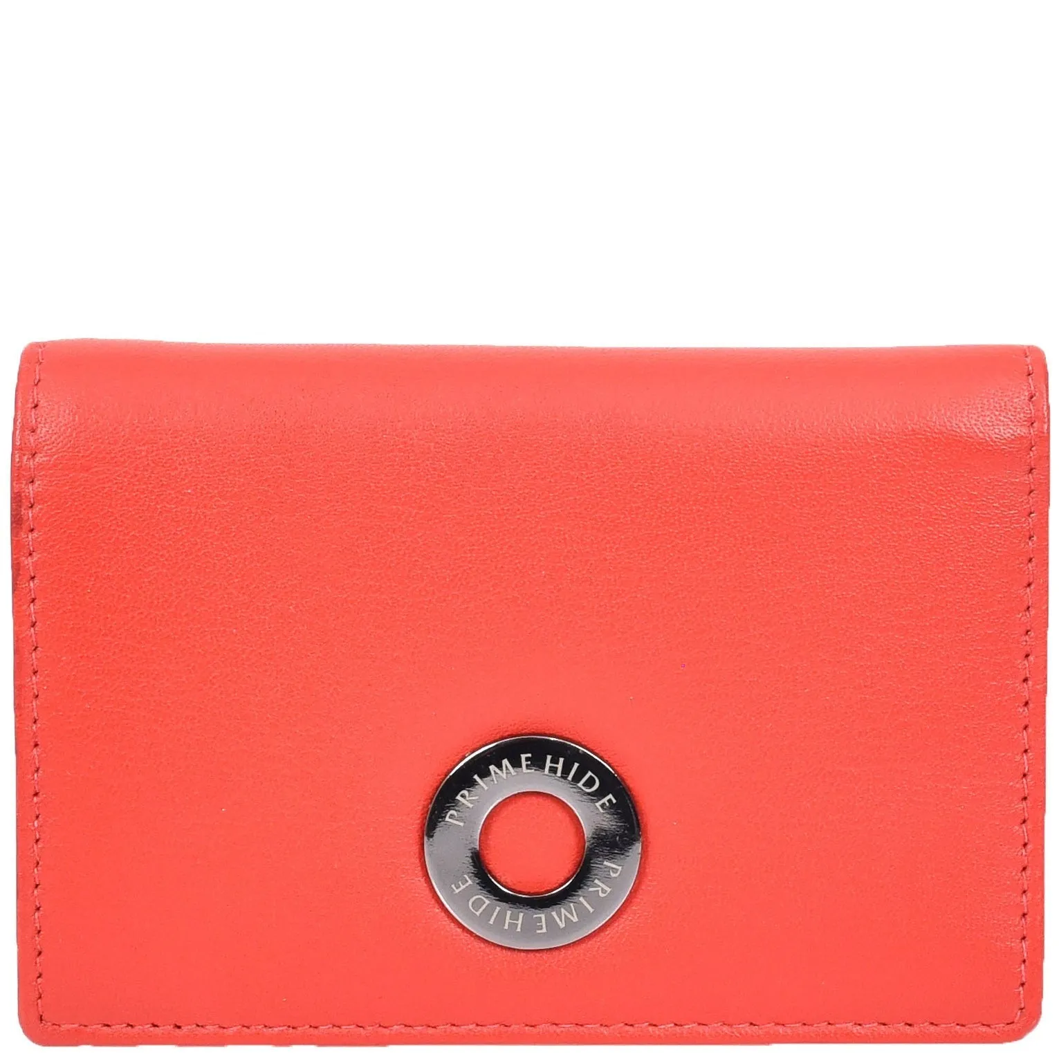 DR687 Women's Soft Leather Trifold Metal Frame Purse Red