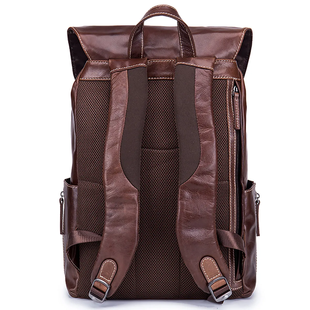 EnzoDesign Cow Nappa Leather Wallet Multi Pockets 15" Laptop Backpack