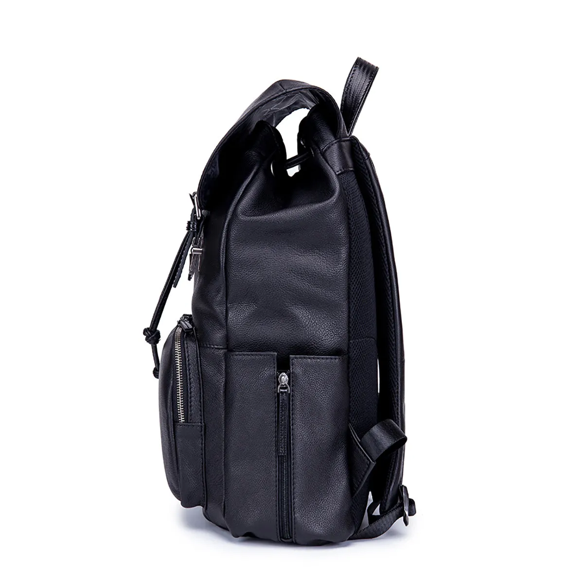 EnzoDesign Cow Nappa Leather Wallet Multi Pockets 15" Laptop Backpack