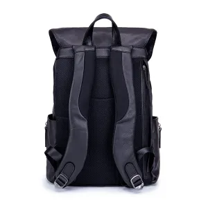 EnzoDesign Cow Nappa Leather Wallet Multi Pockets 15" Laptop Backpack