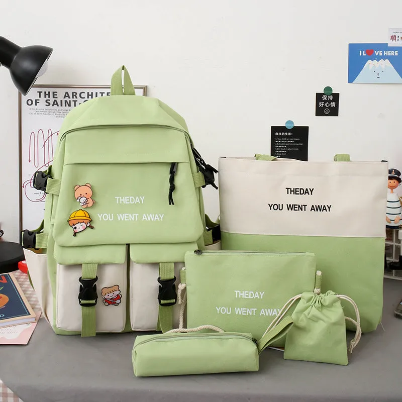 Female Korean Style Color Matching Fashion Letter Backpacks