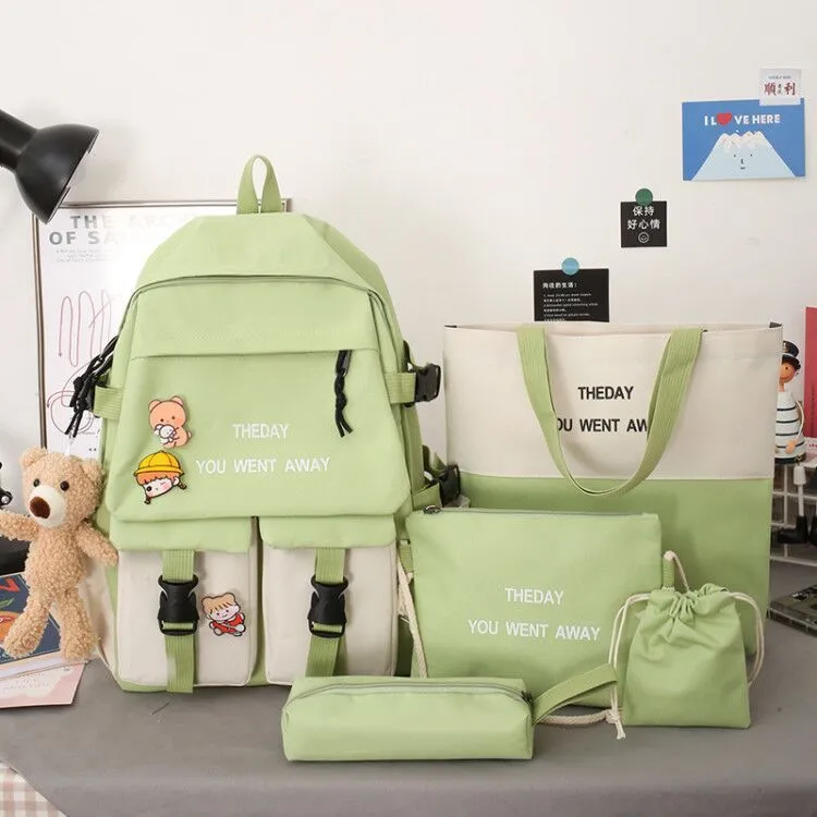 Female Korean Style Color Matching Fashion Letter Backpacks