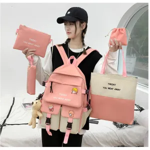 Female Korean Style Color Matching Fashion Letter Backpacks