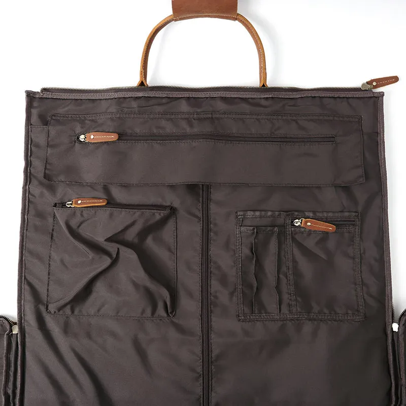 Full Grain Leather Duffle Bag Carry On Garment Bag Convertible Garment Bag with Shoe Compartment Mens Garment Bag for Travel Suit