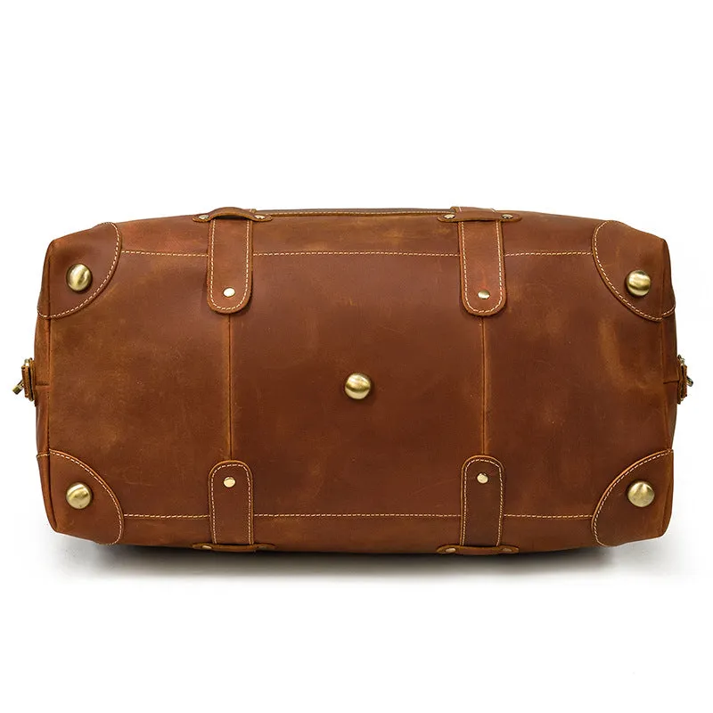 Full Grain Leather Duffle Bag Handmade Leather Weekender Bag Leather Holdall Overnight Bag For Men Gift For Him