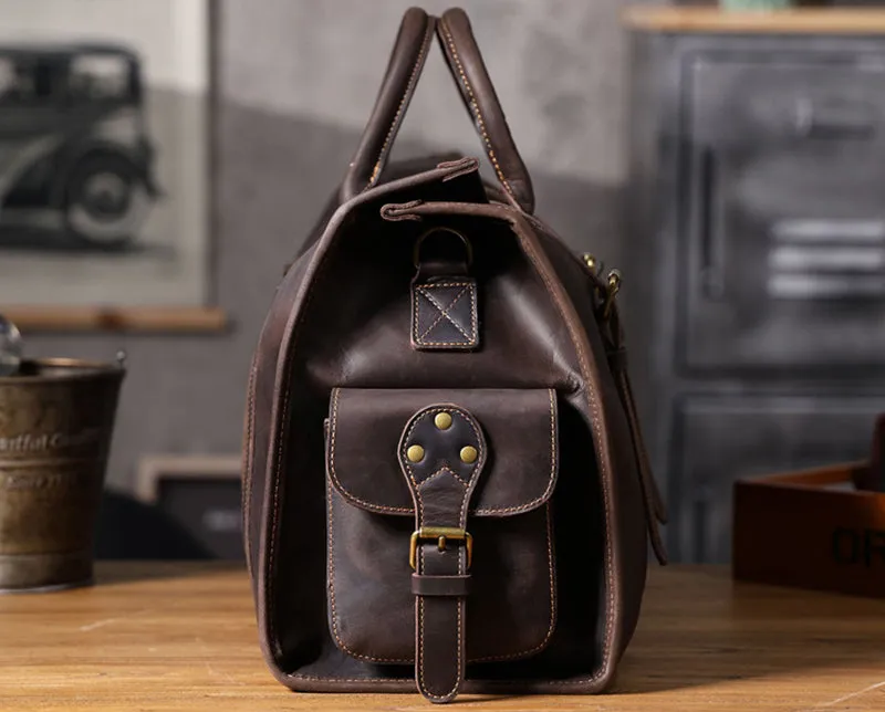 Full Grain Leather Duffle Bag Handmade Leather Weekender Gym Bag Vacation Duffel Bag Vintage Travel Bag Overnight Bag Leather Holdall