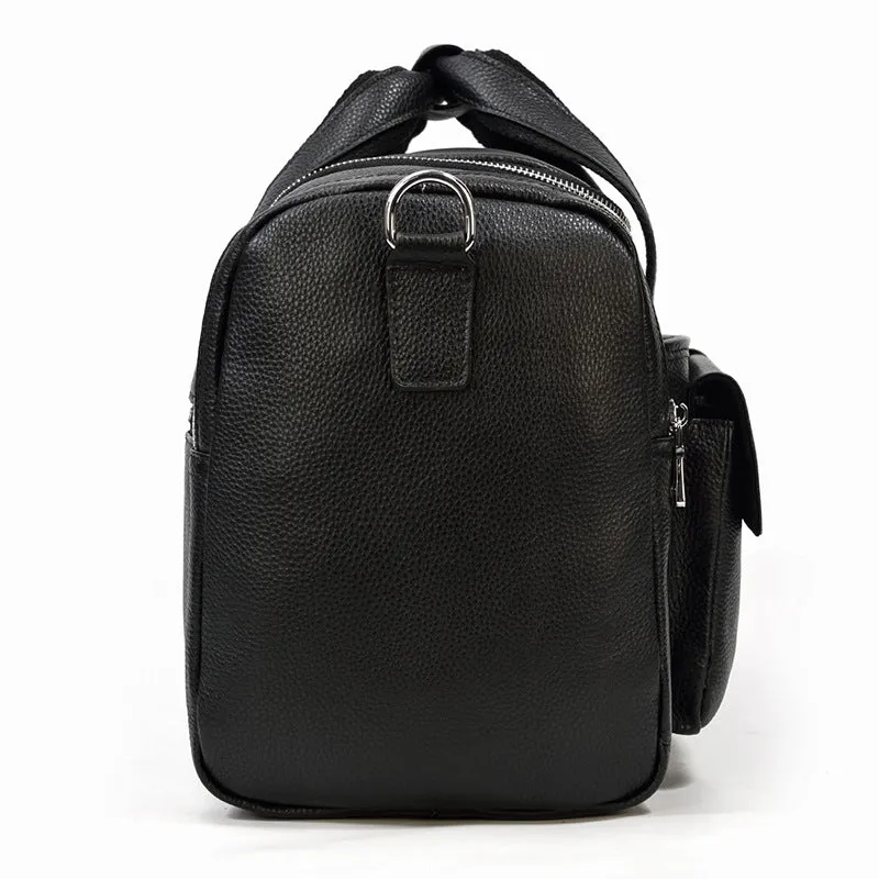Full Grain Leather Large Travel Bag, Large Capacity Cowhide Leather Duffle Bag, Mens Shoulder Weekender Bag