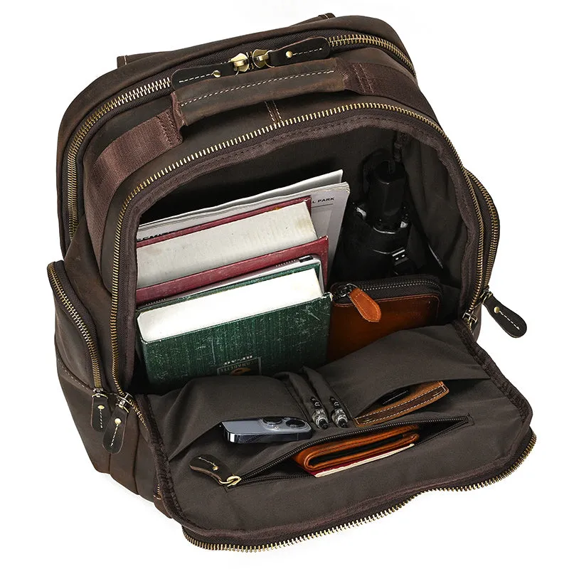 Full Grain Leather Travel Bag Large Leather Backpack For Men Backpack School Bag Leather Daypack Men Office Backpack
