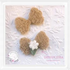 • Fur Bow Appliques • Hair Clip & Bow Embellishments • Per Pair •