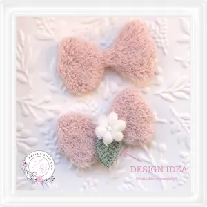 • Fur Bow Appliques • Hair Clip & Bow Embellishments • Per Pair •