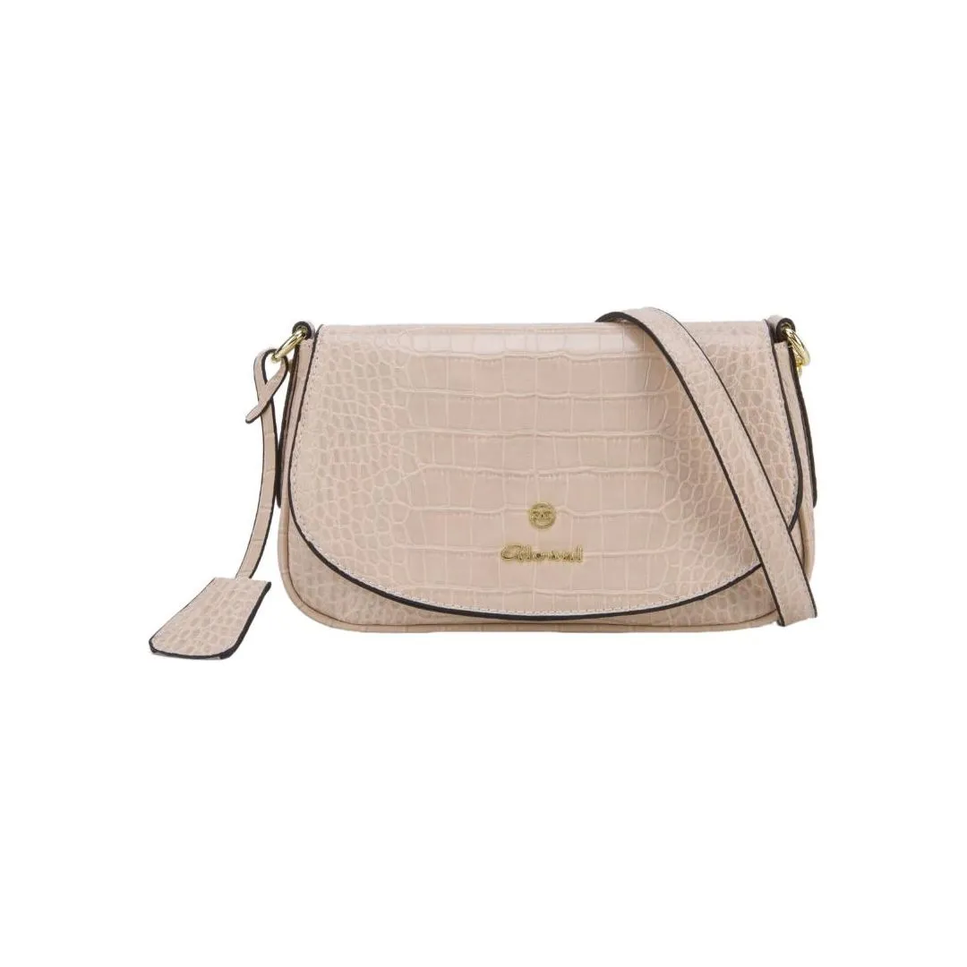 Gionni Diani Croc Flapover Crossbody - Beige