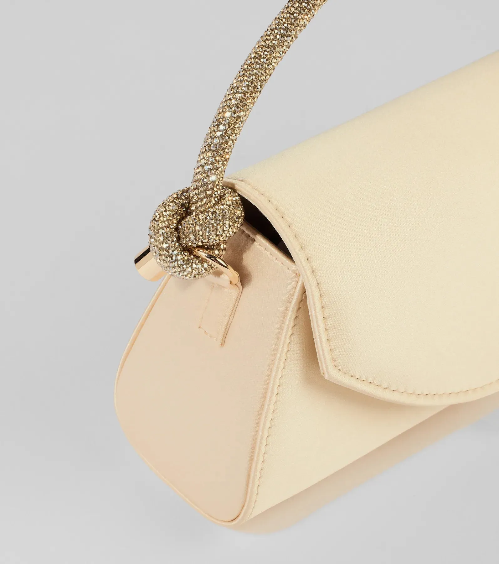 Glam Aspiration Rhinestone Strap Satin Handbag