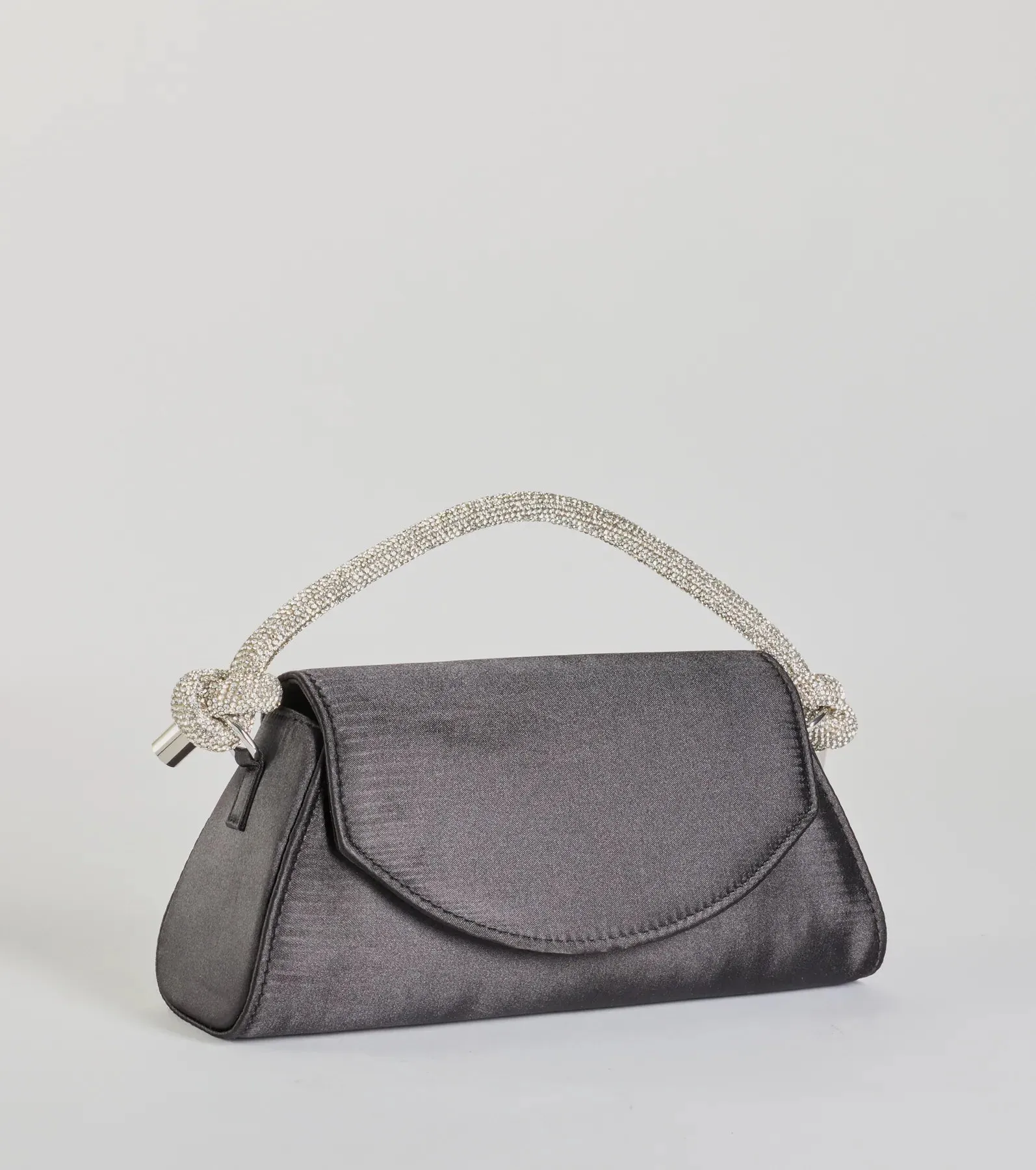 Glam Aspiration Rhinestone Strap Satin Handbag