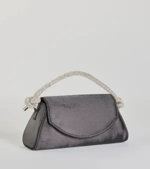 Glam Aspiration Rhinestone Strap Satin Handbag