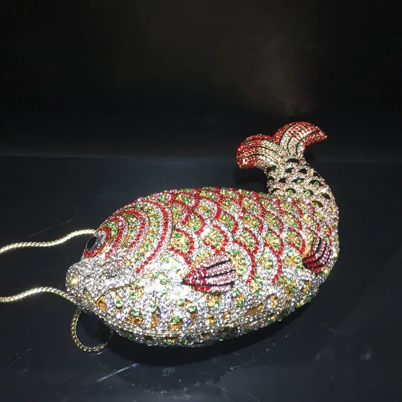 Goldfish Rhinestone Clutch Unique Cute Purse