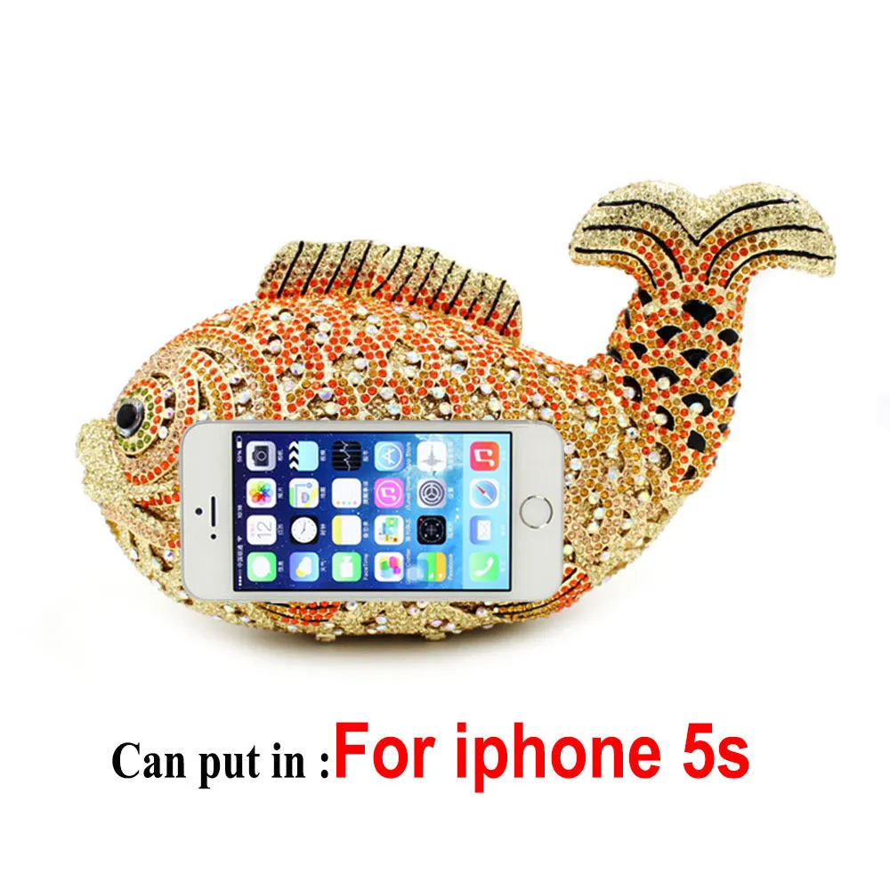 Goldfish Rhinestone Clutch Unique Cute Purse