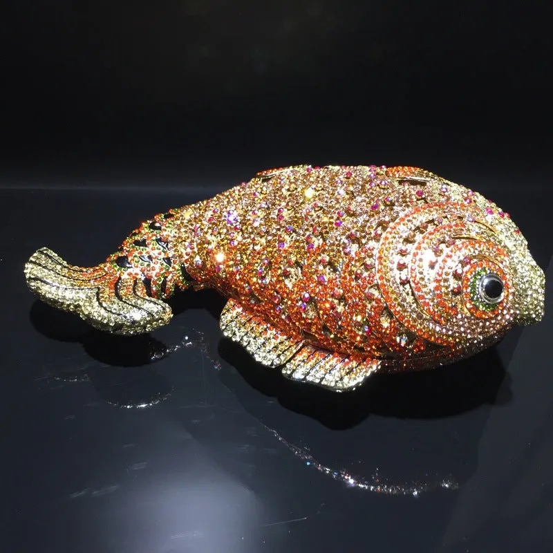 Goldfish Rhinestone Clutch Unique Cute Purse