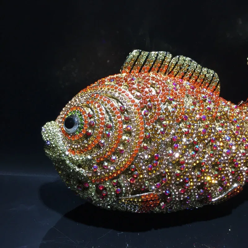 Goldfish Rhinestone Clutch Unique Cute Purse