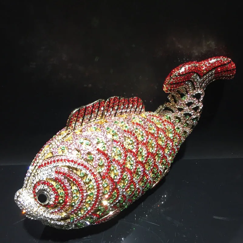 Goldfish Rhinestone Clutch Unique Cute Purse