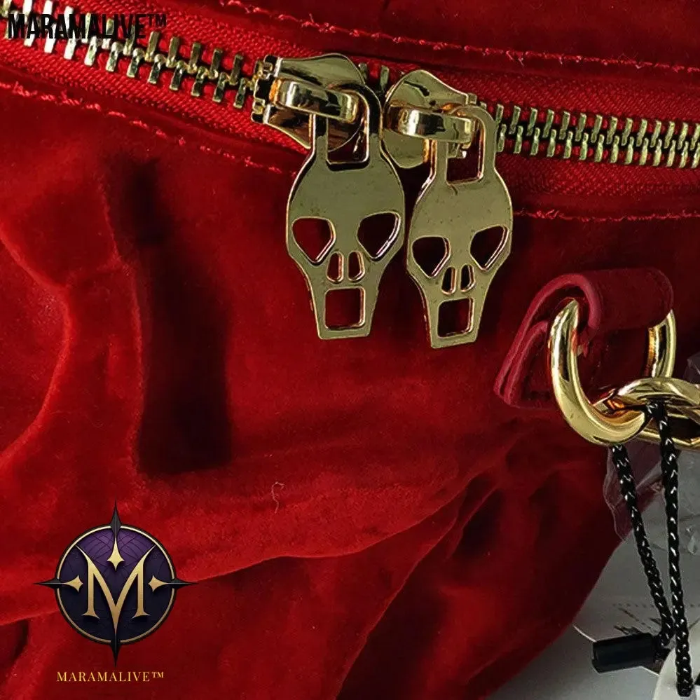 Gothic Velvet Skull Bag 3D Black Zipper Purse Portable Shoulder Tote Goth Hand Bag Skull Bag Motorcycles Bag