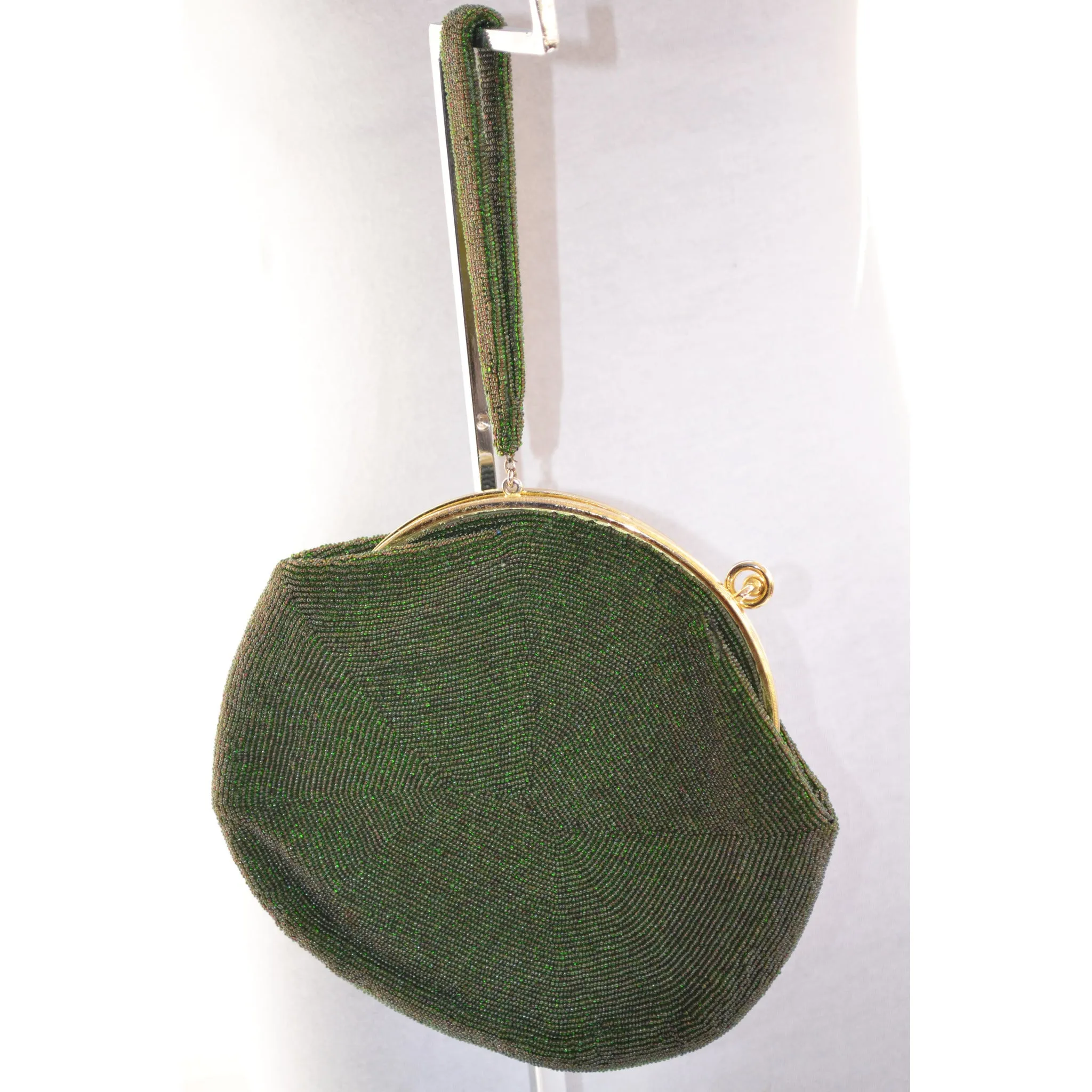 Green Carnival Beaded Wrist Purse