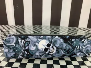 Grey scale skulls boxy pencil case