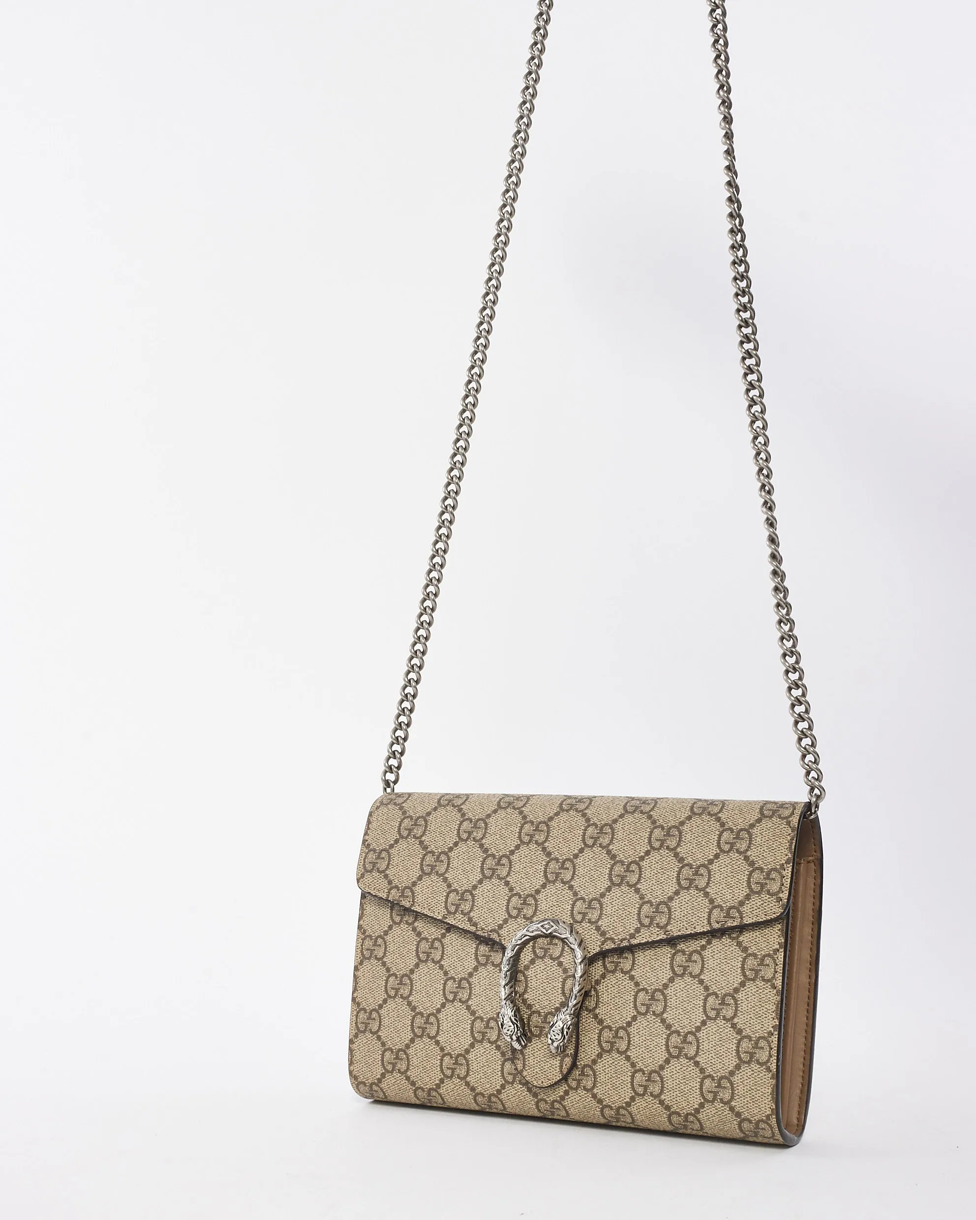 Gucci Beige GG Supreme Coated Canvas Dionysus Wallet On Chain