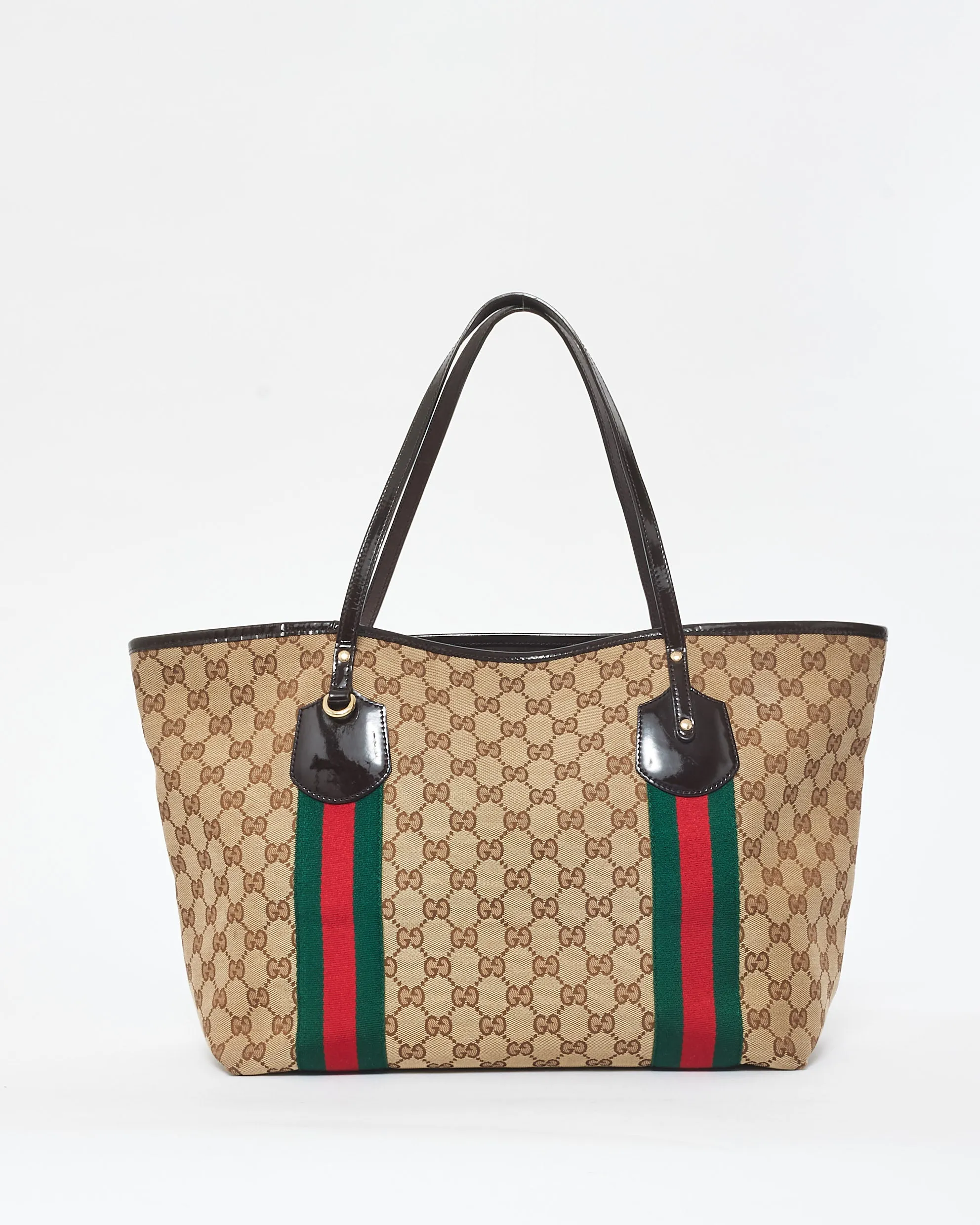 Gucci Brown Monogram Canvas & Web Jolie Tote (No Charms)