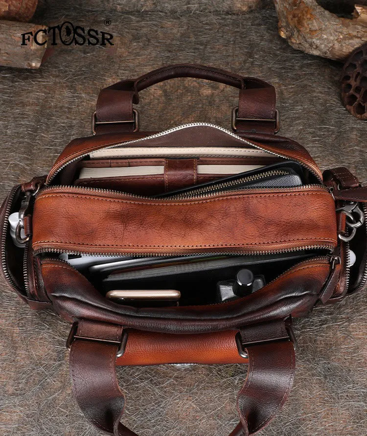 Handmade Coffee Leather Womens Vintage Handbag Best Shoulder Bag Vintage Crossbody Purses for Ladies