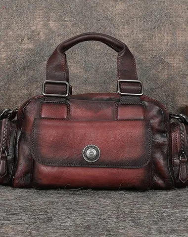 Handmade Coffee Leather Womens Vintage Handbag Best Shoulder Bag Vintage Crossbody Purses for Ladies