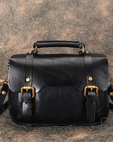 Handmade Small Leather Womens Satchel Shoulder Bag School Handbag Crossbody Purses for Ladies