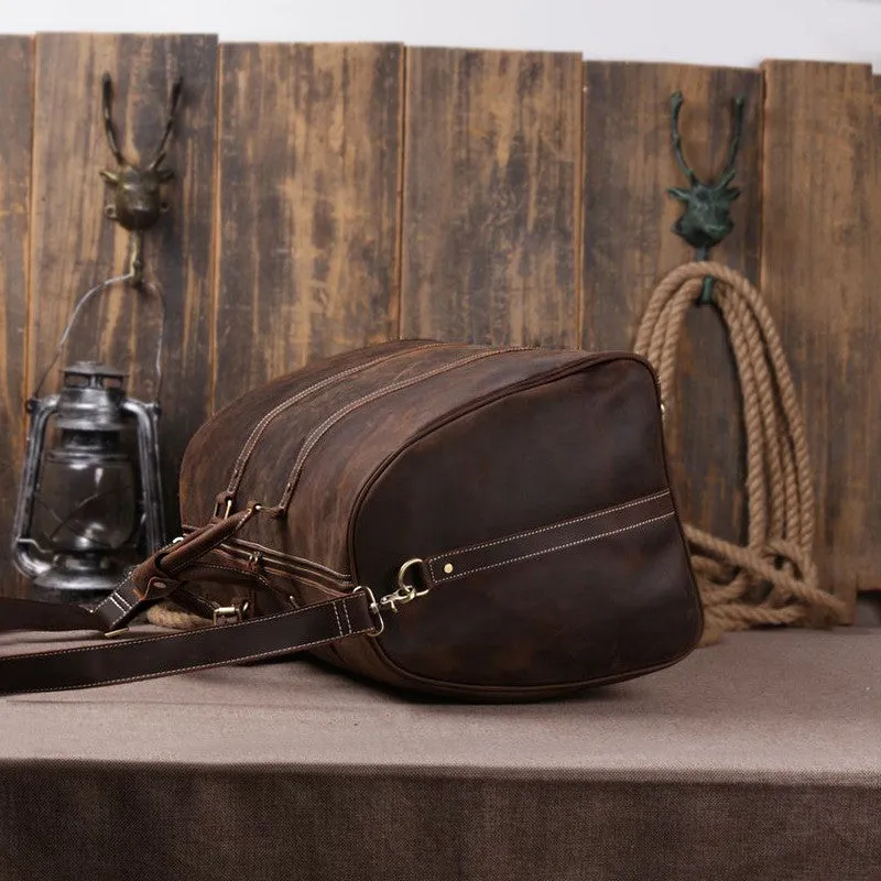 Handmade Vintage Leather Holdall Duffle Bag for Men