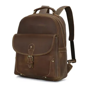 Handmade Vintage Retro Full-Grain Leather Laptop Backpack