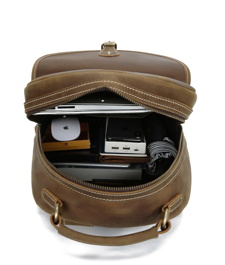 Handmade Vintage Retro Full-Grain Leather Laptop Backpack