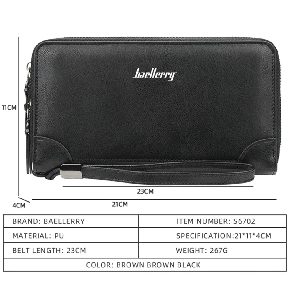 High-Quality Double-Zip Men's Long Clutch Wallet