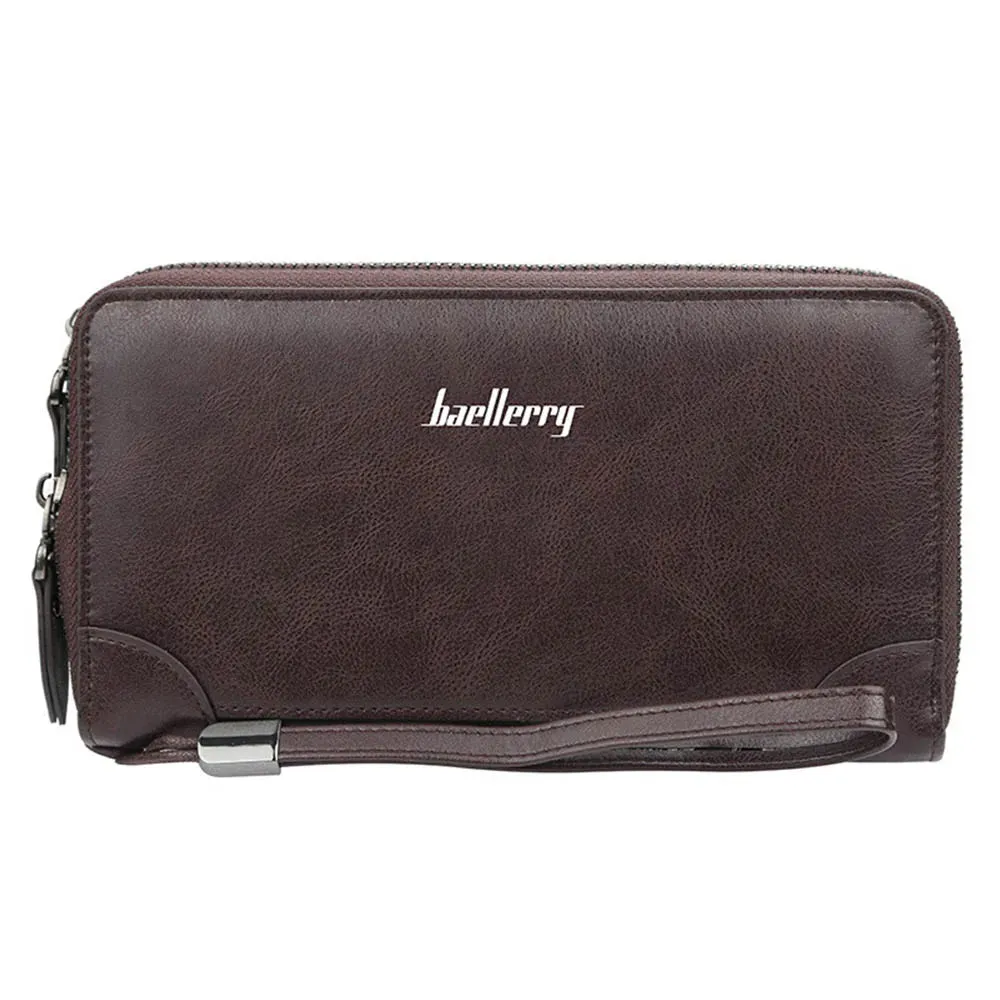High-Quality Double-Zip Men's Long Clutch Wallet