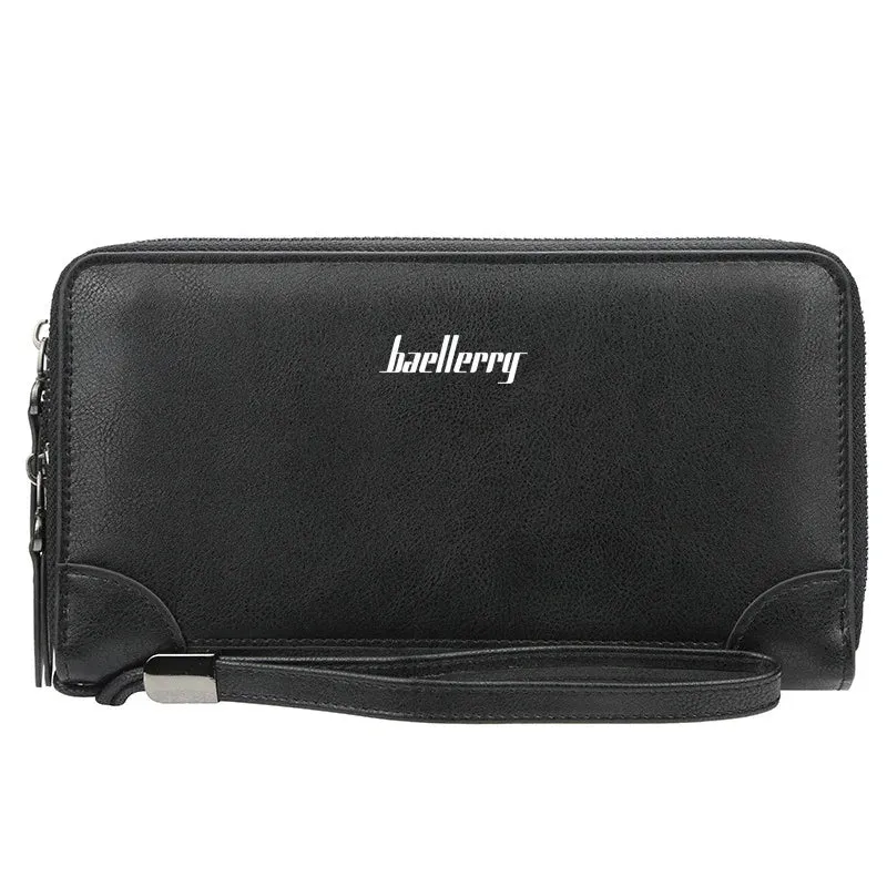 High-Quality Double-Zip Men's Long Clutch Wallet