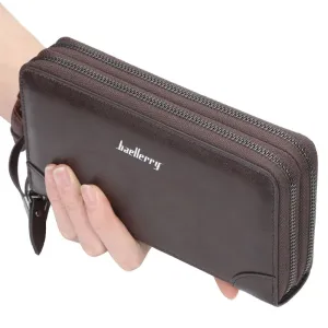 High-Quality Double-Zip Men's Long Clutch Wallet